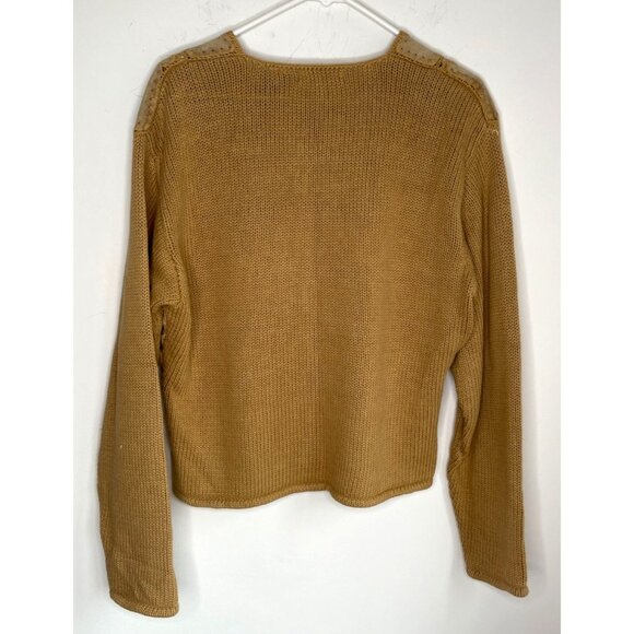 Vintage 80s Eagle's Eye Genuine Leather Patchwork Cardigan Sweater Jacket - Picture 5 of 5